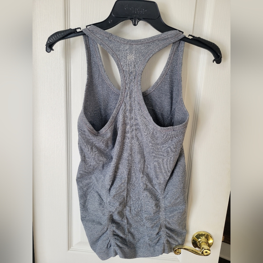 Athleta Fast Track Ruched Racerback Tank Top Gray Size Small - Picture 2 of 5